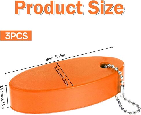 3 Pcs Foam Floating Keychain for Boat Keys, Oval Shaped Bright Color Floating Keychain Waterproof Surfboard Key Ring for Kayak, Sailing, Swiming, Fishing (Yellow, Orange, Sky Blue) in Kuwait