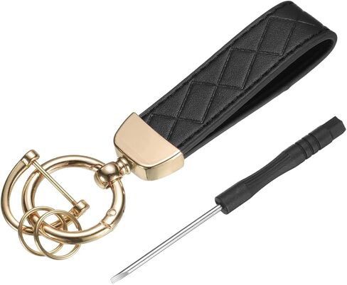 HARFINGTON Car Key Chain Ring Clip Leather Keychain Key Fob Wristlet Keychain with Anti-Lost D Ring in Saudi Arabia