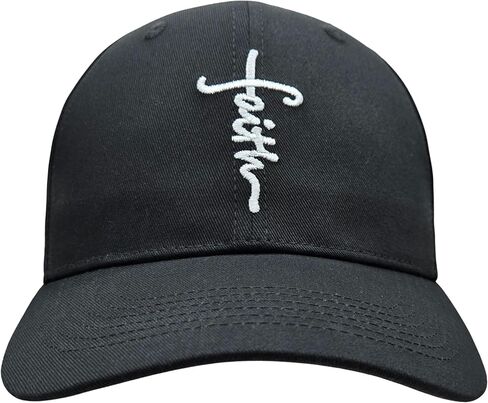 Christian Baseball Cap Embroidered Faith Cross Hat Adjustable Structured Front Panel Thick Raised Stitching in Saudi Arabia