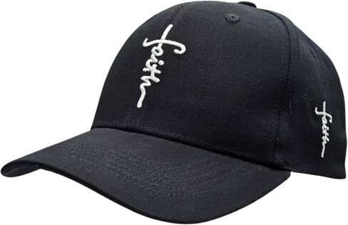 Christian Baseball Cap Embroidered Faith Cross Hat Adjustable Structured Front Panel Thick Raised Stitching in Saudi Arabia