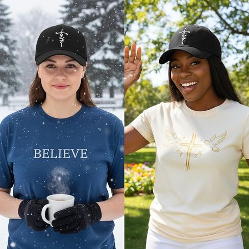 Christian Baseball Cap Embroidered Faith Cross Hat Adjustable Structured Front Panel Thick Raised Stitching in Saudi Arabia