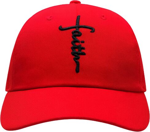 Christian Baseball Cap Embroidered Faith Cross Hat Adjustable Structured Front Panel Thick Raised Stitching in Saudi Arabia