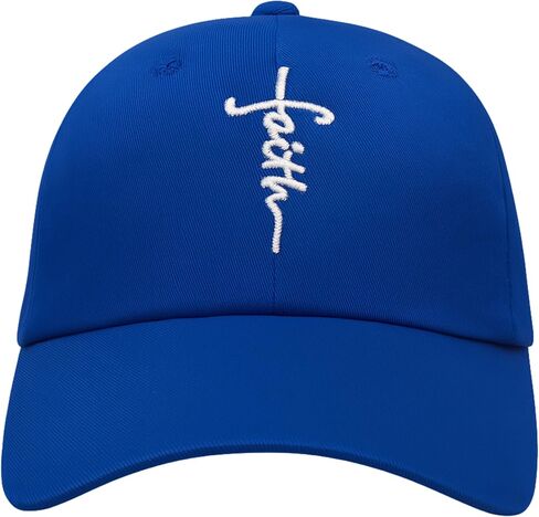 Christian Baseball Cap Embroidered Faith Cross Hat Adjustable Structured Front Panel Thick Raised Stitching in Saudi Arabia