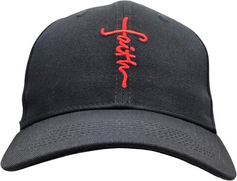 Christian Baseball Cap Embroidered Faith Cross Hat Adjustable Structured Front Panel Thick Raised Stitching in Saudi Arabia