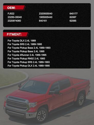 FJ522 حاقن الوقود 4 قطعة (2.4L L4 فقط) لتويوتا 4 عداء بيك اب DLX SR5 RN02 1989 1990 1991 1992 1993 1994 1995,23250-35040 2320974060 1955005440 in Saudi Arabia