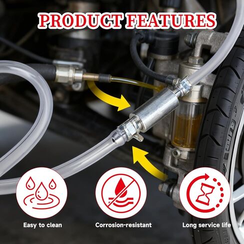 Brake Bleeder Hose Kit with One Way Check Valve, Universal Brake Bleeding Tool for Motorcycle Car Truck SUV, Includes Rubber Hoses Clamps Dust Caps for Brake Fluid Bleeder System in Kuwait
