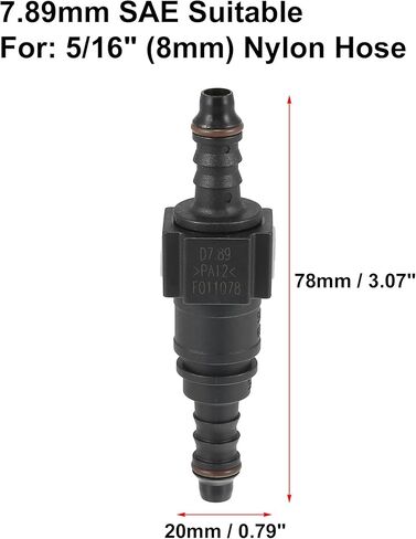 X AUTOHAUX 7.89 مللي متر SAE إلى 5/16 8 مللي متر مستقيم خط الوقود خرطوم الإفراج السريع موصل قطع خرطوم النايلون 2 قطعة in Kuwait