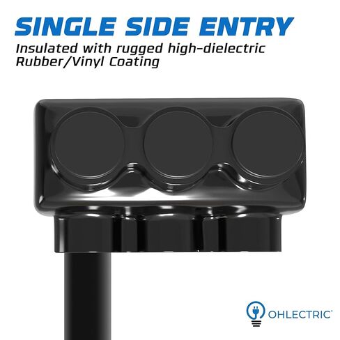 OHLECTRIC 4 Pack - Insulated Wire Connector 3 Port Single Side Entry for 4-14 Wire Range Lugs with 3/16 Hex Screw, Pre-Filled with Oxide Inhibitor - Wire Connectors, Electrical Connectors, Wire Tap in Kuwait