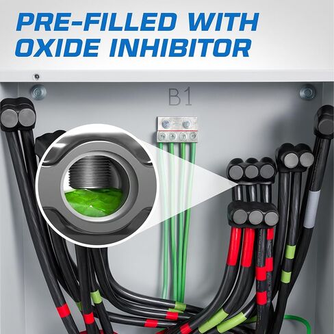 OHLECTRIC 4 Pack - Insulated Wire Connector 3 Port Single Side Entry for 4-14 Wire Range Lugs with 3/16 Hex Screw, Pre-Filled with Oxide Inhibitor - Wire Connectors, Electrical Connectors, Wire Tap in Kuwait