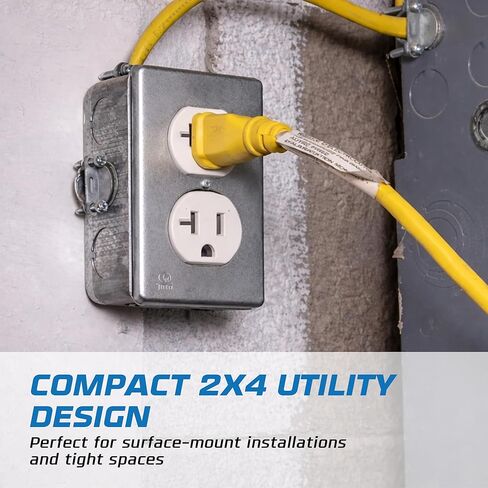 OHLECTRIC 2x4 Utility Electrical Outlet Box Kit (3-Pack) Metal Electrical Junction Box 1-7/8 Deep 20 Amp Tamper Resistant Duplex Receptacle, 2x4 Duplex Cover Plate, Grounding Screw, Ten 1/2" Knockouts in Kuwait