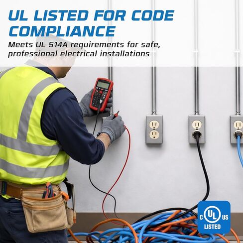 OHLECTRIC 2x4 Utility Electrical Outlet Box Kit (3-Pack) Metal Electrical Junction Box 1-7/8 Deep 20 Amp Tamper Resistant Duplex Receptacle, 2x4 Duplex Cover Plate, Grounding Screw, Ten 1/2" Knockouts in Kuwait