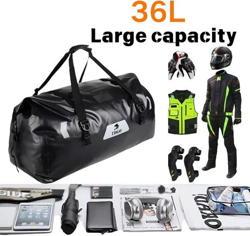 Waterproof Motorcycle Dry Bag – Duffle Tail Bag Soft Luggage,36L Motorcycle Saddle Bag with Air Valve & Quick-fixed Straps, Luggage Tail Bags ,Motor Seat Luggage Rack Storge Large Capacity Travel in Kuwait