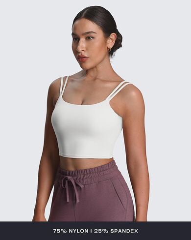 Aoxjox Women's Workout Sports Bras Fitness Yoga Crop Tank Twist Back Cami (White, Medium) & (Black, Medium) in Saudi Arabia