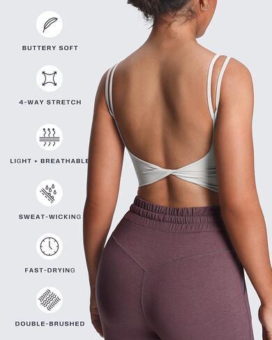 Aoxjox Women's Workout Sports Bras Fitness Yoga Crop Tank Twist Back Cami (White, Medium) & (Black, Medium) in Saudi Arabia
