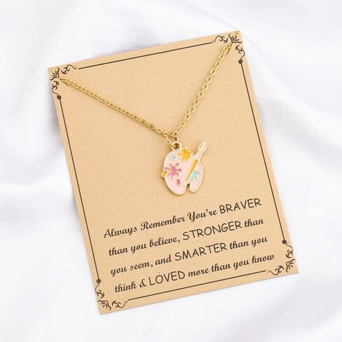 BNQL Artist Palette Necklace - Painter & Art Lovers Jewelry - Paint Brush Design - Perfect for Art Students & Teachers in Saudi Arabia