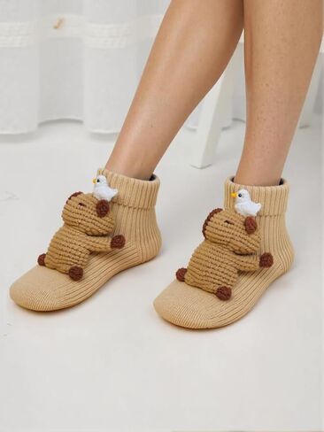 3D Knit Animal Socks,Christmas Socks Hand Crocheted,Double Layer Cotton Socks Cute Funny Warm Cozy Fall Winter in Saudi Arabia