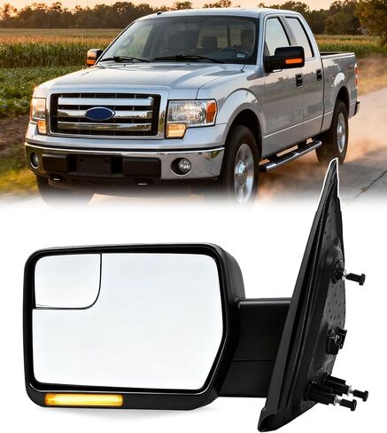 مرآة باب جانبية للسائق مع قوة زجاجية عمياء متوافقة مع 2015-2020 Ford F150 بدون ضوء إشارة الانعطاف غير مسخن (3 دبابيس) يستبدل: ‎FL3Z17682AK in Kuwait