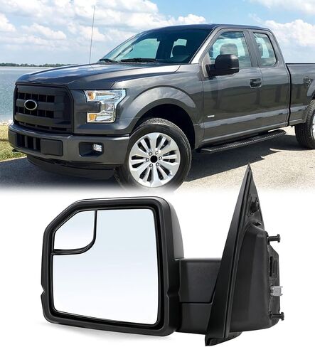 مرآة باب جانبية للسائق مع قوة زجاجية عمياء متوافقة مع 2015-2020 Ford F150 بدون ضوء إشارة الانعطاف غير مسخن (3 دبابيس) يستبدل: ‎FL3Z17682AK in Kuwait