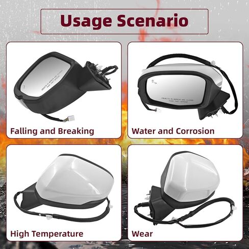 76258-3W0-A43 8 دبابيس بيضاء مرآة باب السائق الجانبي الأيسر مناسبة لسيارة Honda HR-V EX-L/LX/SPORT 2023-2025 W/نقطة عمياء ضوء إشارة الانعطاف الساخن HO1320359 (مرآة باب جانب السائق) in Kuwait