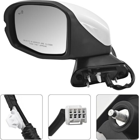 76258-3W0-A43 8 دبابيس بيضاء مرآة باب السائق الجانبي الأيسر مناسبة لسيارة Honda HR-V EX-L/LX/SPORT 2023-2025 W/نقطة عمياء ضوء إشارة الانعطاف الساخن HO1320359 (مرآة باب جانب السائق) in Kuwait