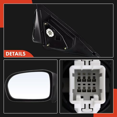 مرآة باب كهربائية جانبية للسائق من A-Premium - متوافقة مع Honda Civic 2001 2002 2003 2004 2005 - مرآة رؤية خلفية خارجية غير قابلة للتدفئة وغير قابلة للطي باللون الأسود in Saudi Arabia