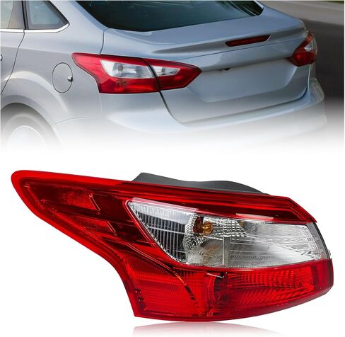 مجموعة مصابيح الذيل اليسرى تناسب 2012 2013 2014 Ford Focus سيدان ذات 4 أبواب، مصباح خلفي للفرامل الخلفية للسائق عدسة حمراء جانبية مع لمبة بديلة لـ FO2818151 in Saudi Arabia