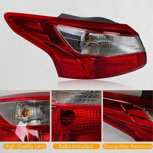 مجموعة مصابيح الذيل اليسرى تناسب 2012 2013 2014 Ford Focus سيدان ذات 4 أبواب، مصباح خلفي للفرامل الخلفية للسائق عدسة حمراء جانبية مع لمبة بديلة لـ FO2818151 in Saudi Arabia
