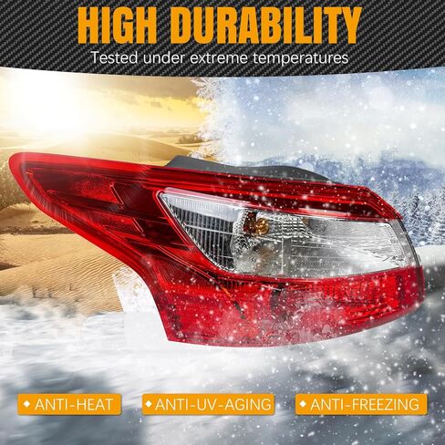 مجموعة مصابيح الذيل اليسرى تناسب 2012 2013 2014 Ford Focus سيدان ذات 4 أبواب، مصباح خلفي للفرامل الخلفية للسائق عدسة حمراء جانبية مع لمبة بديلة لـ FO2818151 in Saudi Arabia