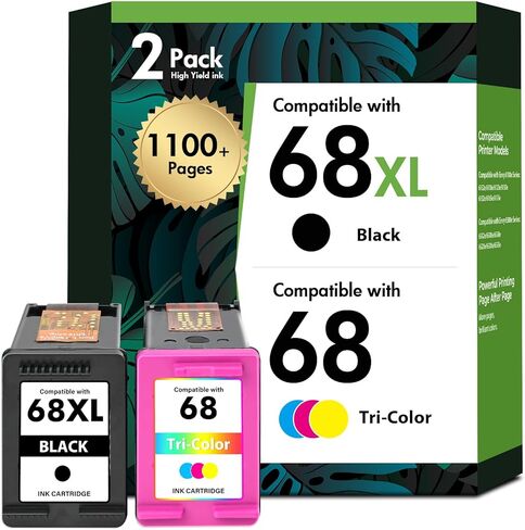 68 68XL Ink Cartridges Black/Color Combo Pack for HP68XL 6155e 6555e Printers Envy 6100e 6500e Series 68e 68 XL Compatible for HP 6155e 6555e 6152e 6552e 6558e 6165e (2 Pack Black Tri-Color) in Kuwait