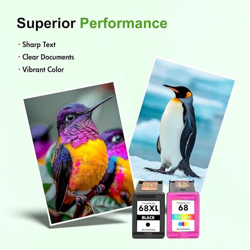 68 68XL Ink Cartridges Black/Color Combo Pack for HP68XL 6155e 6555e Printers Envy 6100e 6500e Series 68e 68 XL Compatible for HP 6155e 6555e 6152e 6552e 6558e 6165e (2 Pack Black Tri-Color) in Kuwait