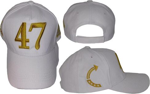 47 3-D Letters Trump USA Flag Arrow White Cotton Adjustable Embroidered Cap Hat in Saudi Arabia