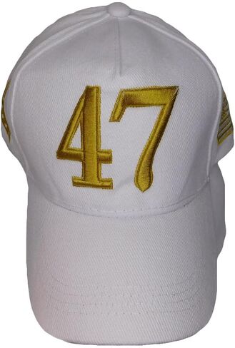 47 3-D Letters Trump USA Flag Arrow White Cotton Adjustable Embroidered Cap Hat in Saudi Arabia