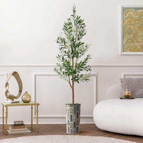 شجرة اصطناعية من SIGNWIN في زارع تأثير بنمط مضلع حديث، شجرة حرير شجرة Dracaena المزيفة لتزيين المنزل الداخلي والخارجي - بطول 66 بوصة بشكل عام (وعاء نباتي بالإضافة إلى شجرة) in Kuwait