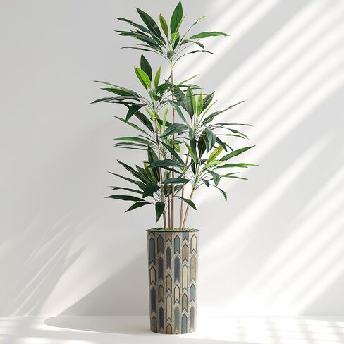 شجرة اصطناعية من SIGNWIN في زارع تأثير بنمط مضلع حديث، شجرة حرير شجرة Dracaena المزيفة لتزيين المنزل الداخلي والخارجي - بطول 66 بوصة بشكل عام (وعاء نباتي بالإضافة إلى شجرة) in Kuwait