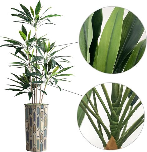 شجرة اصطناعية من SIGNWIN في زارع تأثير بنمط مضلع حديث، شجرة حرير شجرة Dracaena المزيفة لتزيين المنزل الداخلي والخارجي - بطول 66 بوصة بشكل عام (وعاء نباتي بالإضافة إلى شجرة) in Kuwait
