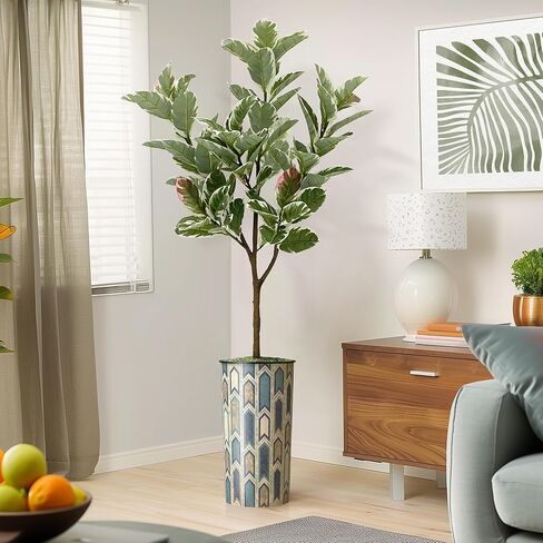 شجرة اصطناعية من SIGNWIN في زارع تأثير بنمط مضلع حديث، شجرة حرير شجرة Dracaena المزيفة لتزيين المنزل الداخلي والخارجي - بطول 66 بوصة بشكل عام (وعاء نباتي بالإضافة إلى شجرة) in Kuwait