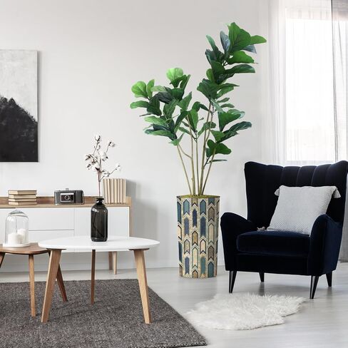 شجرة اصطناعية من SIGNWIN في زارع تأثير بنمط مضلع حديث، شجرة حرير شجرة Dracaena المزيفة لتزيين المنزل الداخلي والخارجي - بطول 66 بوصة بشكل عام (وعاء نباتي بالإضافة إلى شجرة) in Kuwait