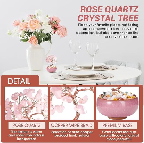 Crystal Tree of Life, Chakra Tree, Gem Tree and Ceramic Flower, Crystal Gift for Women on Birthday Wedding Anniversary Thanksgiving Day, Housewarming, Valentine's Day for Home Office Room House Decor in Saudi Arabia