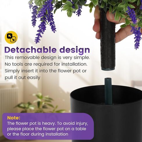 أشجار كروية لافندر صناعية مقاس 21.6 بوصة مع وعاء أسمنتي، مجموعة مقاومة للأشعة فوق البنفسجية مكونة من قطعتين من خشب البقس اللافندر الواقعي، ديكور لافندر توبياري أرجواني للحديقة والفناء والفناء، هدايا زينة عيد الميلاد in Kuwait