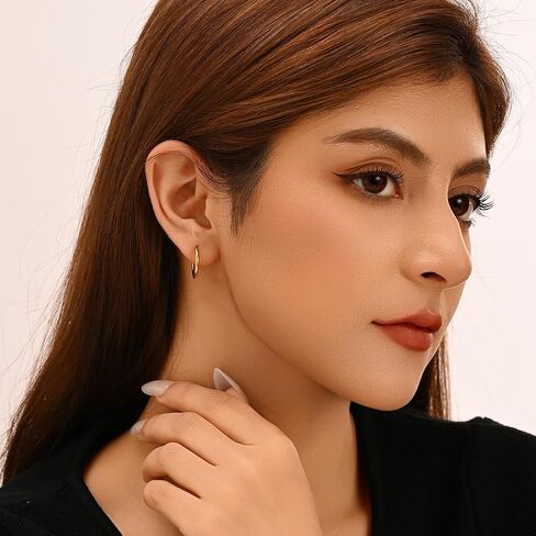 14K Gold Plated Small Hoop Earrings for Women, Hypoallergenic Silver Stackable Earrings & Gold Earring Set, Dainty Huggie Stacks Set for Multiple Piercings in Saudi Arabia