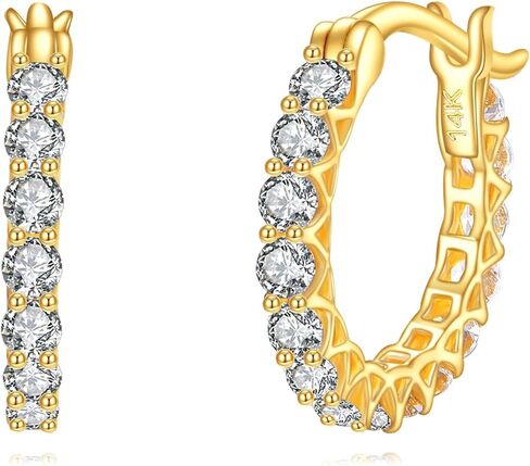 KECHO 14k Solid Gold Cubic Zirconia Hoop Earrings for Women Hoops Jewelry Mothers Day Christmas Gifts for Mom Friends in Saudi Arabia