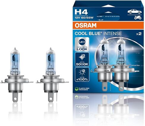OSRAM COOL BLUE INTENSE H4, 100% more brightness, up to 5,000K, halogen headlight lamp, LED look, duo box (2 lamps) 64193CBN-HCB in Saudi Arabia