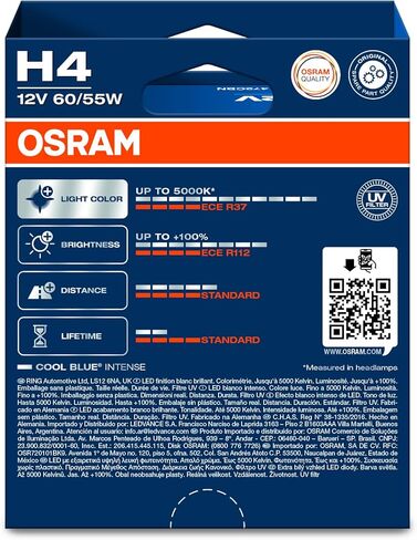 OSRAM COOL BLUE INTENSE H4, 100% more brightness, up to 5,000K, halogen headlight lamp, LED look, duo box (2 lamps) 64193CBN-HCB in Saudi Arabia