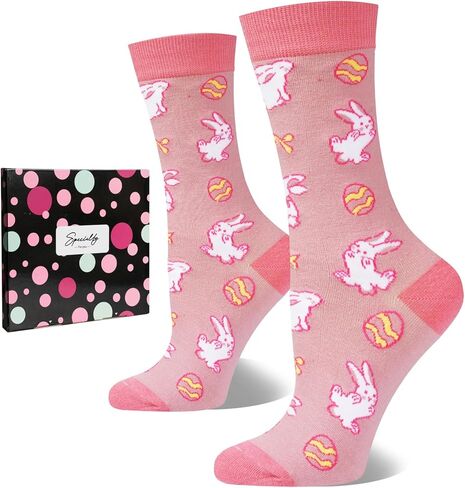 Easter Socks for Women, Funny Bunny Egg Crew Socks Teens Girls Easter Basket Stuffers Novelty Gift for Rabbit Lovers in Saudi Arabia