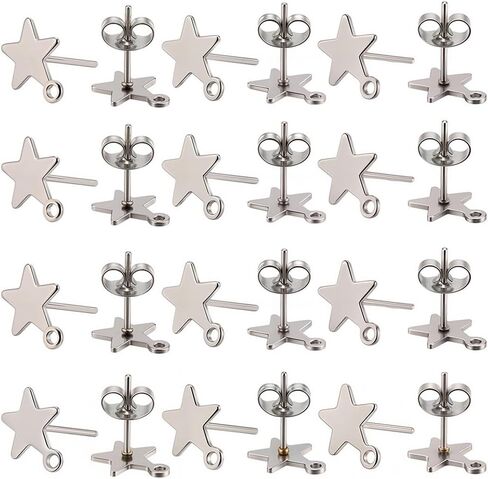 SUNNYCLUE 1 Box 60Pcs Real 18K Gold Plated Star Earring Posts Stainless Steel Earring Stud Findings with Loop Pentagram Star Post with 80Pcs Ear Nuts for DIY Earrings Jewelry Making Women Gifts in Saudi Arabia