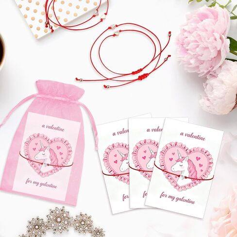 Garfunkel 12 Set Galentines Day Gifts Include Heart Bracelets Galentines Greeting Cards and Pink Organza Bags Galentines Day Presents for Women Friends Families Party Favor Supplies in Saudi Arabia