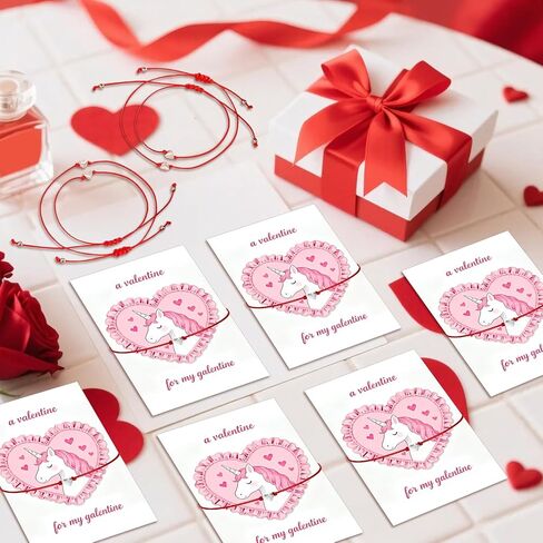 Garfunkel 12 Set Galentines Day Gifts Include Heart Bracelets Galentines Greeting Cards and Pink Organza Bags Galentines Day Presents for Women Friends Families Party Favor Supplies in Saudi Arabia