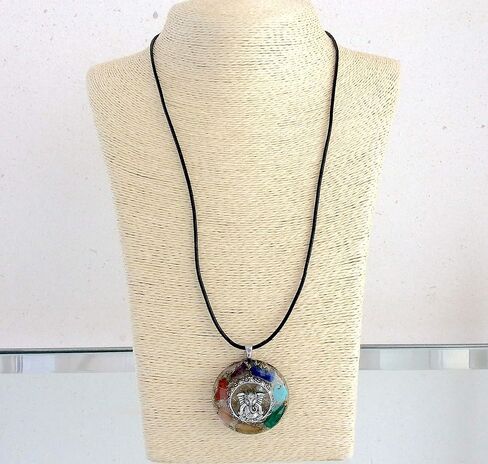 قلادة أورغون مع قلادة من الفضة لورد غانيشا جانباتي وأحجار سبعة شاكرا الطبيعية. قطر 1.6 بوصة. صنع في الولايات المتحدة الأمريكية in Kuwait