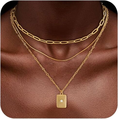 kaerun الطبقات قلادة الذهب للنساء العصرية لذيذ 14 كيلو الذهب مطلي مشبك الورق المختنق ثعبان الكوبي سلسلة القلائد كومة الصليب اللؤلؤ دائرة عملة قلادة قلادة للماء مجموعة مجوهرات هدايا للنساء in Kuwait