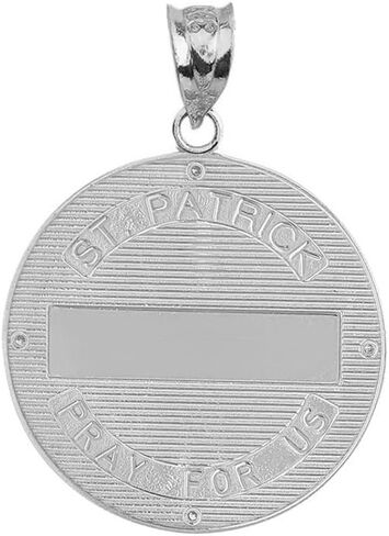 Sterling Silver Saint Patrick Shamrock Medallion CZ Round Medal Pendant (1.15") in Saudi Arabia